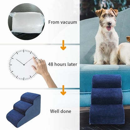 High Density Foam Dog Stairs Steps 17.8’’ Non-Slip 3-Tiers (Navy