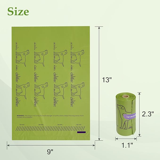 240 Count Lavender Scented 13” x 9” Dog Poop Bags Rolls