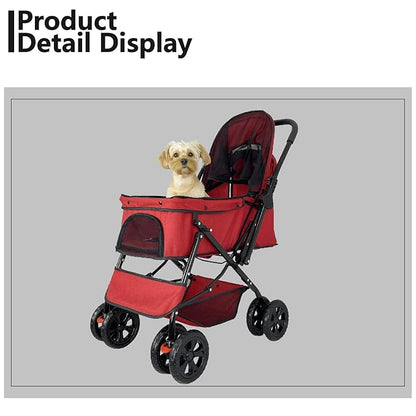 Reversible Handlebar Pet Stroller for Medium Dogs 360 Rotating 2 Security