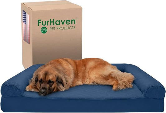 Furhaven Memory Foam Dog Bed for Large Dogs w/ Removable Bolsters & Washable Cover 125 lbs