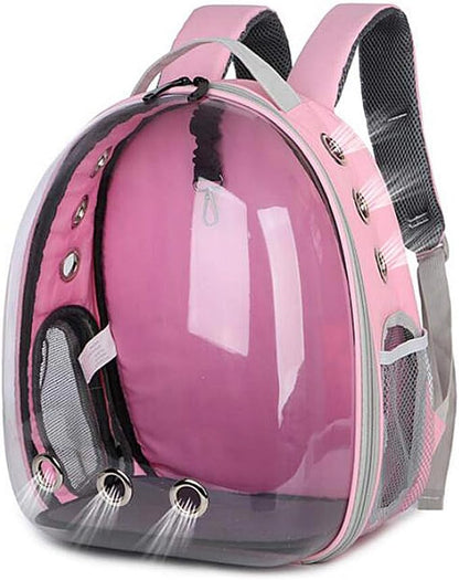 Magik Astronaut Pet Cat Dog Kitten Puppy Carrier Backpack Travel Full-View Breathable Bag Case Capsule for Small Dog and Cats, Transparent Waterproof Hiking Camping, Airline Approved (Pink)