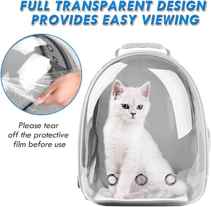 Cat Backpack, Bubble Pet Carrier Backpack Airline Approved, Cat Bookbag w/Cat Toy, Small Animal Travel Carrying Bag for Puppy Dog Kitten Bunny Bird Chicken Guinea Pig Hiking Walking Outdoor Use