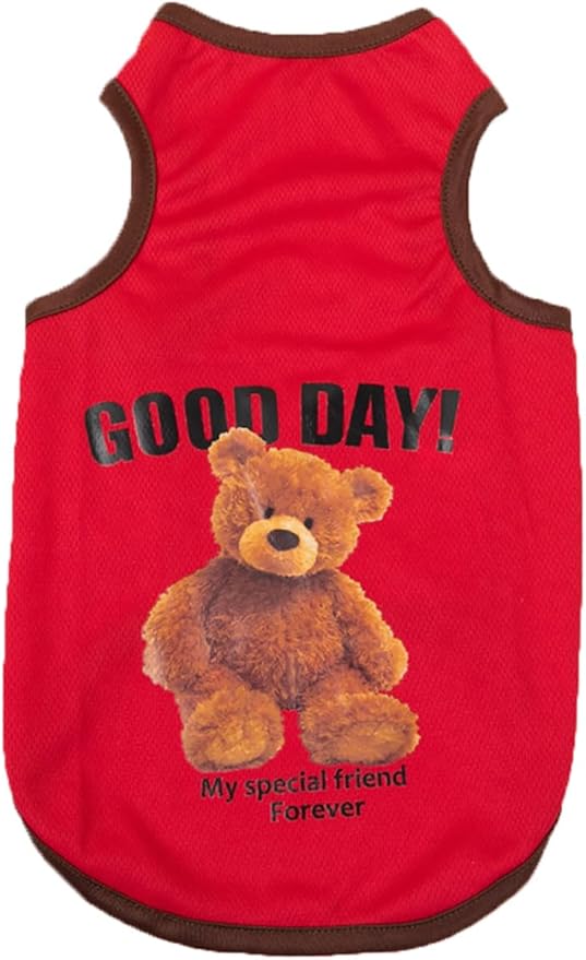 NeVka Dog Fall Clothes Cute Bear Pattern Shirts Outdoor Sports Vest Red Pet Apparel Large