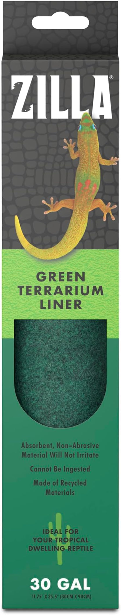 Zilla Reptile Terrarium Bedding Substrate Floor Liner, Green, 30G, 11.75" x 35.5"