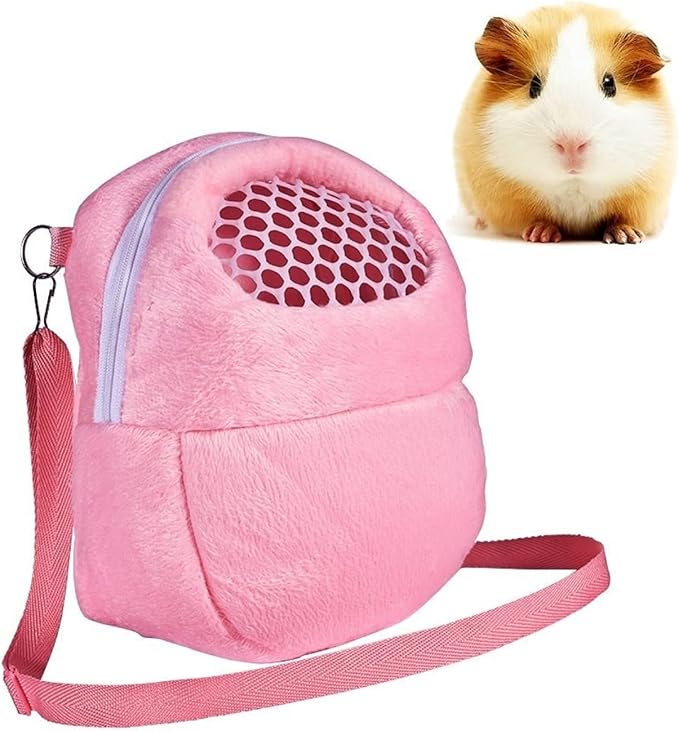 1 PCS Portable White Mesh African Hedgehog Hamster Breathable Pet Dog Carrier Bags Handbags Puppy Cat Travel Backpack (M, White Mesh - Pink, 18 x 22cm/7 x9 inch)