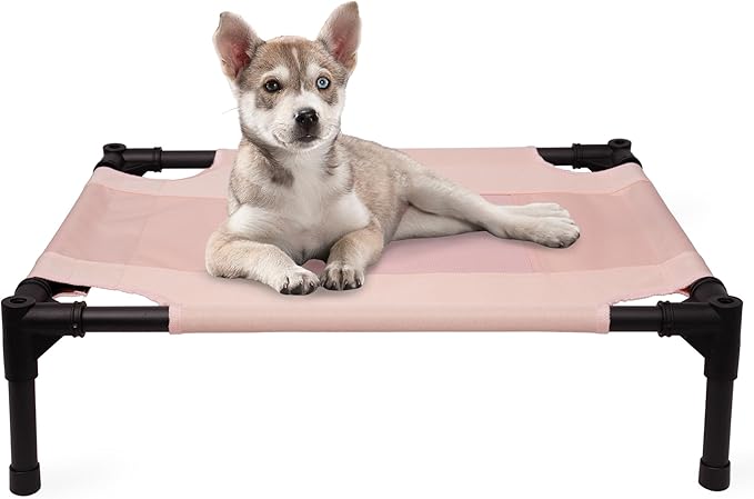 Small Elevated Dog Bed Outdoor Waterproof Use,Pink,24 * 18 * 7 inches