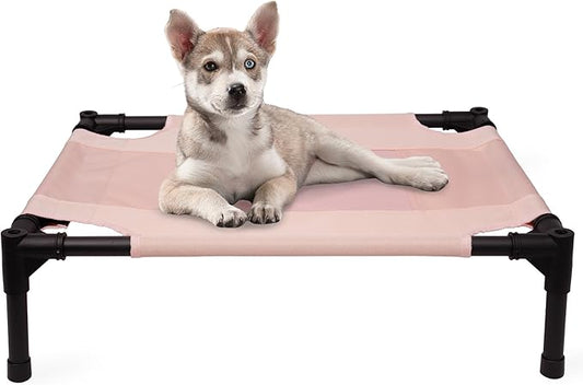 Small Elevated Dog Bed Outdoor Waterproof Use,Pink,24 * 18 * 7 inches