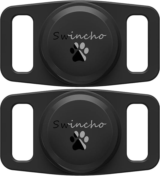 Air Tags-2 Pack Airtag Dog Collar Holder SWINCHO 1-3cm Width 2*Black)