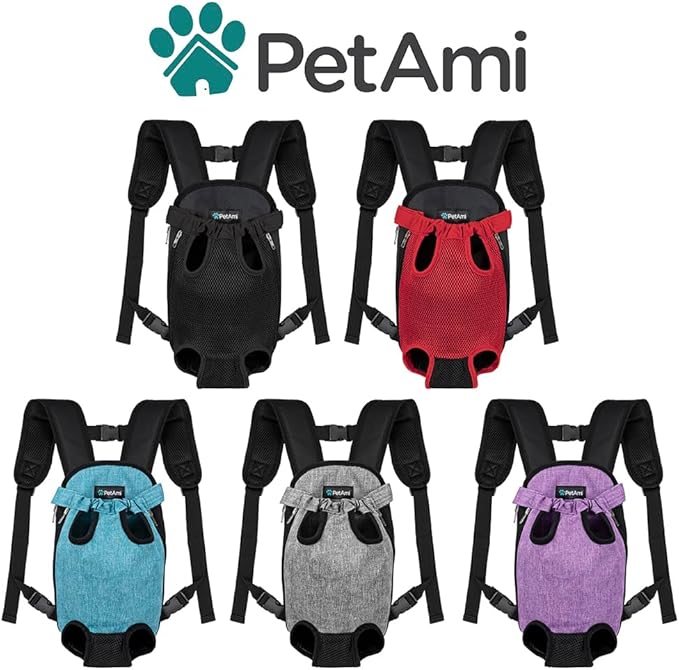 PetAmi Dog Carrier Backpack, Adjustable Pet Cat Front Carrier Backpack, Ventilated Dog Chest Carrier for Hiking Camping Travel, Sling Bag for Small Medium Dog Cat Puppies, Medium, 9-13 lbs, Sea Blue