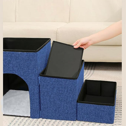 CBBPET Dog Stairs for Small Dogs 180Lbs with Steps,Blue,3 Steps