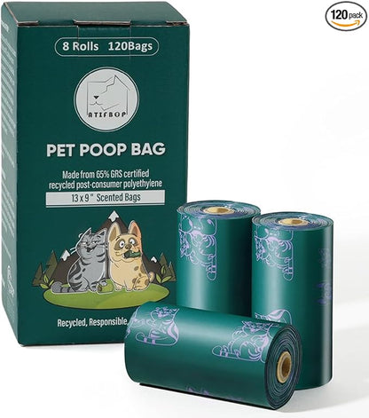 Dog Poop Bags Rolls 8 Refill 65% Recycled