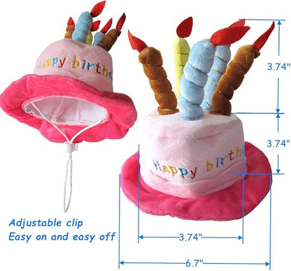 Dog Birthday Princess Tutu Dress for Small Dogs Girl + Adjustable Puppy Cat Birthday Party hat Cake Shaped (Dress+hat