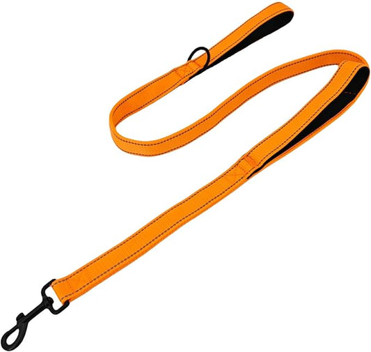 Solmoony 4FT Orange Strong Dog Leash with 2 Padded Handles 4FT)