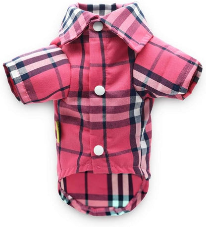 DroolingDog 3 Pack Plaid Extra Small Dog Tee Shirt XS Puppy Button Up Shirts Polo T Shirts Small Dogs Clothes Breathable Summer Tshirts