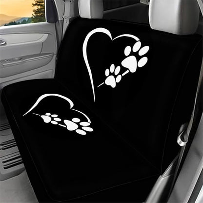 Mumeson Dog Paw Heart Print Rear Seat Covers