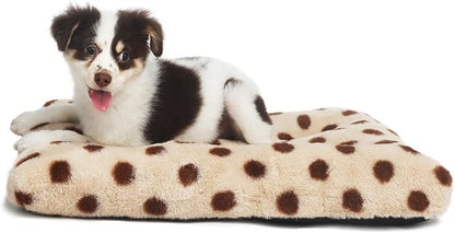 24x18 Dog Bed for Crate Beige with Coffee Spots, Comfortable Dog Crate Mat 24 Inch, Anti-Slip, Washable Small Dog Bed for Crate