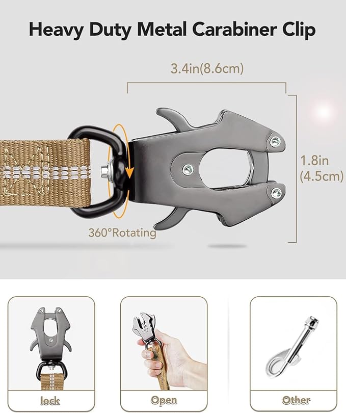 Joytale Tactical Dog Leash Heavy Duty 4-6FT Shock 2 Padded