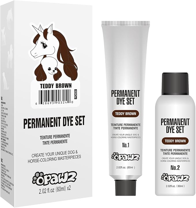 OPAWZ Permanent Dog Hair Dye, Pet Hair Dye Safely Used by Grooming Salons for a Decade, Pet Safe Dye Lasts Over 20 Washes, Bright Color for Dogs and Horses (Teddy Brown)