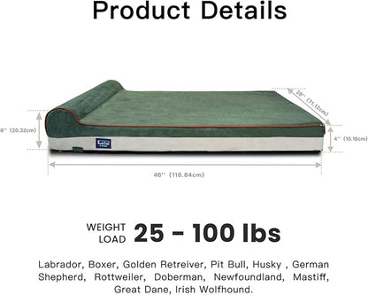 Laifug Orthopedic Memory Foam Dog Bed with Durable Water Proof Liner and Removable Washable Cover (Large (46"x28"x8")