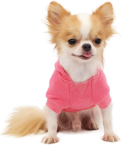 LOPHIPETS Lightweight Cotton Hoodie for Small Dogs – Hooded Sweatshirt for Chihuahuas Puppy and Toy Breeds-Pink/L