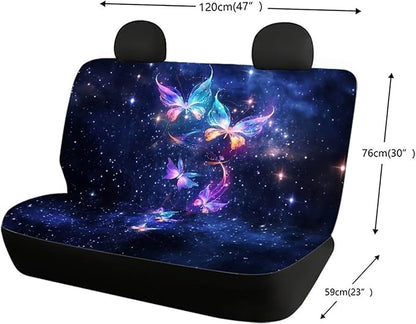 AFPANQZ Galaxy Butterfly Car Rear Seat Covers Split 2 Pack