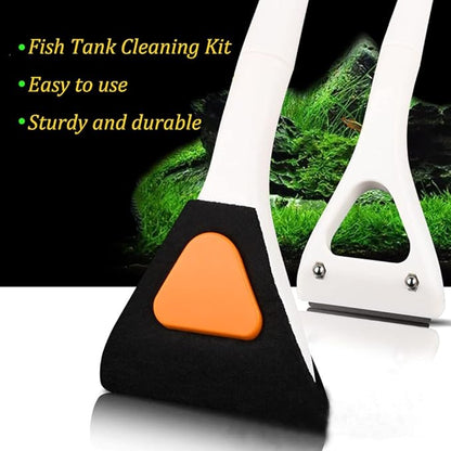 Fish Tank Cleaning Tools with Removable Long Handle, Algae Scraper, Scrubber Pads,This Aquarium Cleaners are Sturdy and Durable. (Medium)