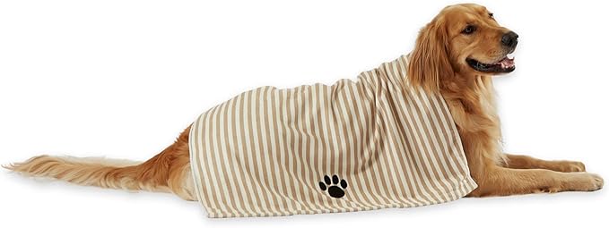 Bone Dry Pet Grooming Towel Collection Absorbent Microfiber X-Large 41x23.5", Striped