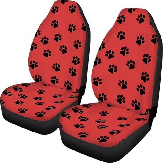 CLOHOMIN Adorable Dog Paw Print on Red Car Seat Covers Front Seats Only for Women