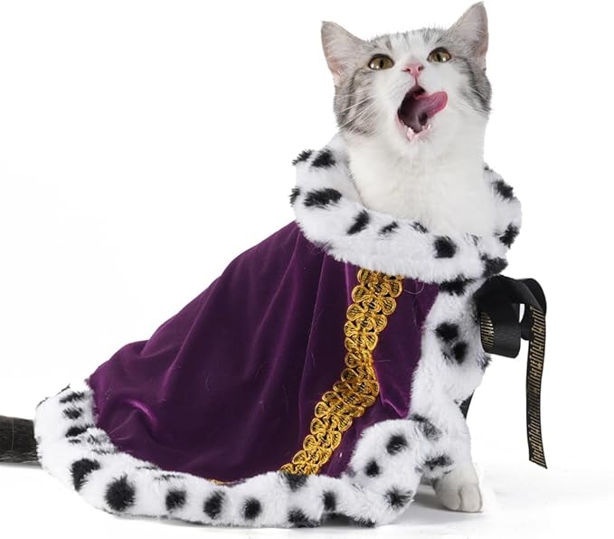 Lovelyshop pet serial Lux Fur Purple Cat Dog Cloak for Halloween costumes