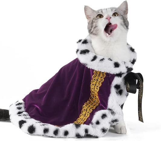 Lovelyshop pet serial Lux Fur Purple Cat Dog Cloak for Halloween costumes