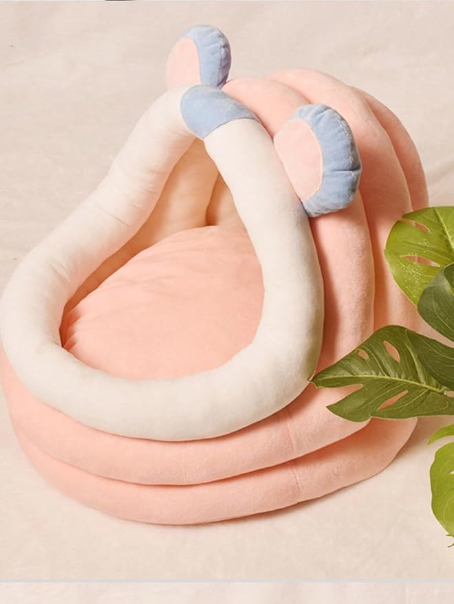 QWINEE Indoor Cat Bed Cave with Removable Cushion