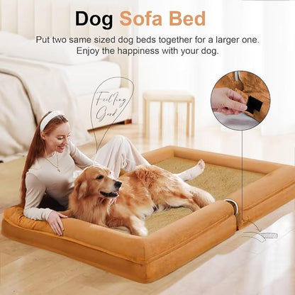 Large Dog Bed Orthopedic Washable: Beds Bolster XL Bed Medium Large Dogs Egg Crate Foam Couch Sofa Waterproof with Removable Cover