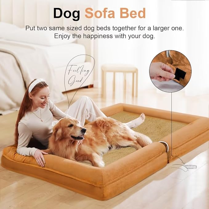 Large Dog Bed Orthopedic Washable: Jumbo Dog Bed Bolster Extra Large Dogs Egg Crate Foam Sofa Couch Waterproof Removable Cover