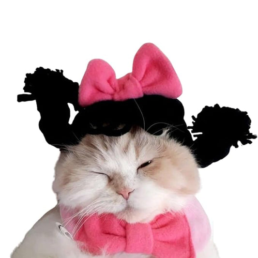 Cat Wig Funny Cute Cat Costume Hat Hair Roller Accessories Dress Up Clothing Festival Party (Bow Tie)