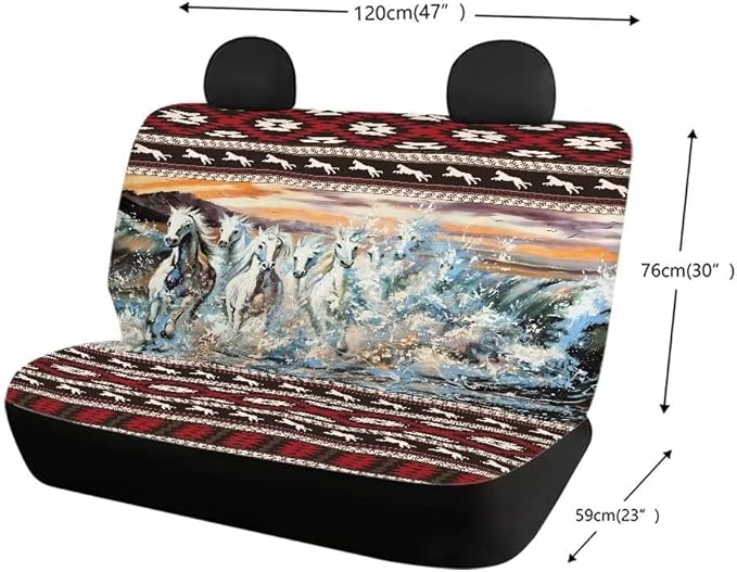 Doojoayie Aztec Horse Rear Seat Cover for Cars
