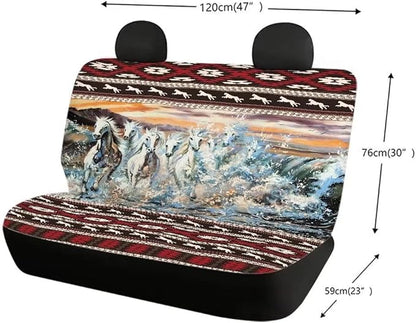 Doojoayie Aztec Horse Rear Seat Cover for Cars