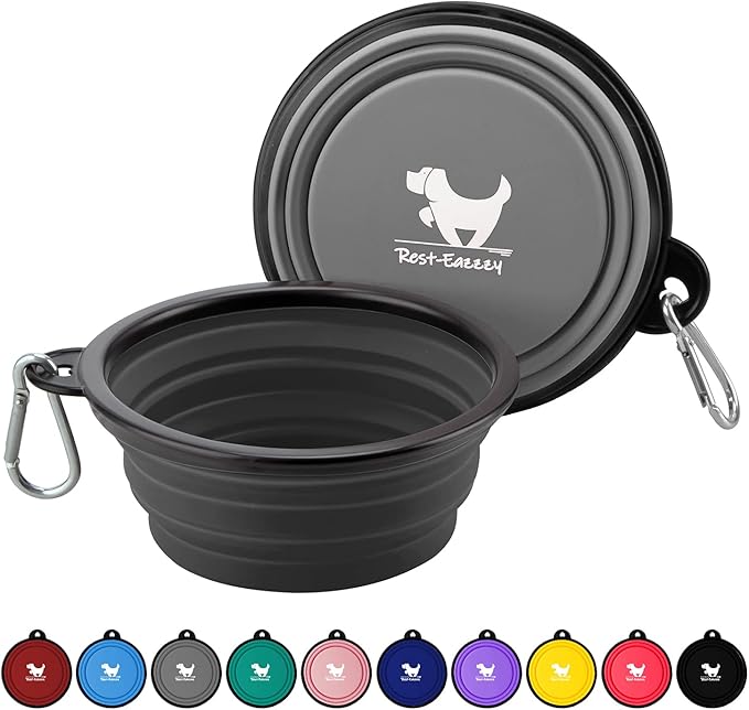 Collapsible Dog Bowls for Travel, 2-Pack Dog Portable Water Bowl for Dogs Cats Pet Foldable Feeding Watering Dish for Traveling Camping Walking with 2 Carabiners, BPA Free