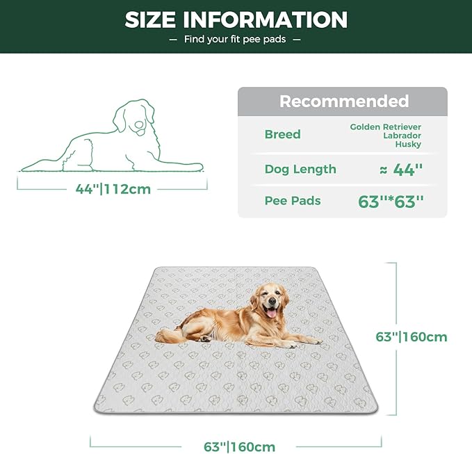 FXW Washable Pee Pads for Dogs 63" x 63", Specifically 24inch 8