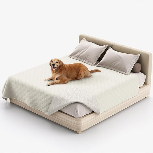 Water Resistant Dog Bed Cover Pet Blanket with Anti-Slip Back for Furniture Bed Couch Sofa (68x82 Inch,Ivory)