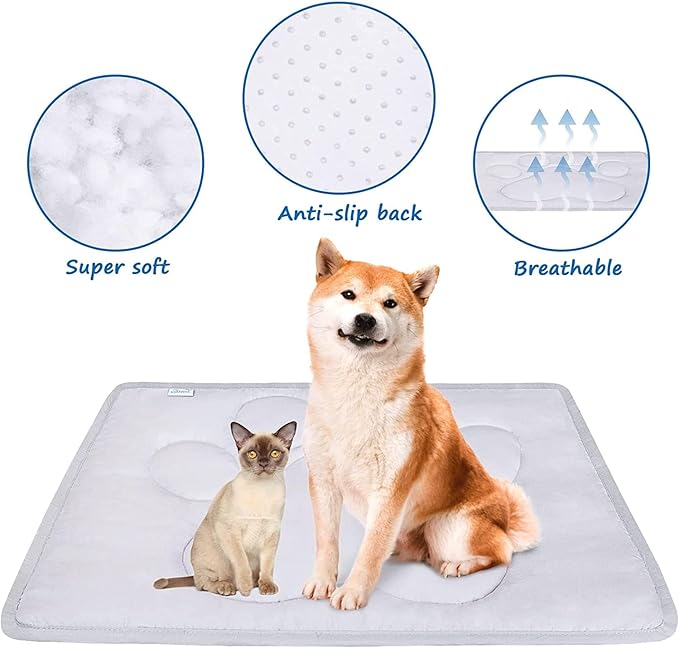 2 Pack Dog Crate Pad (23"x 36"), Dog Crate Mat with Anti-Slip Bottom, Dog Mats for Sleeping, Breathable Dog Crate Bed Kennel Pad, Washable Dog Bed Crate Mat, Navy&Grey