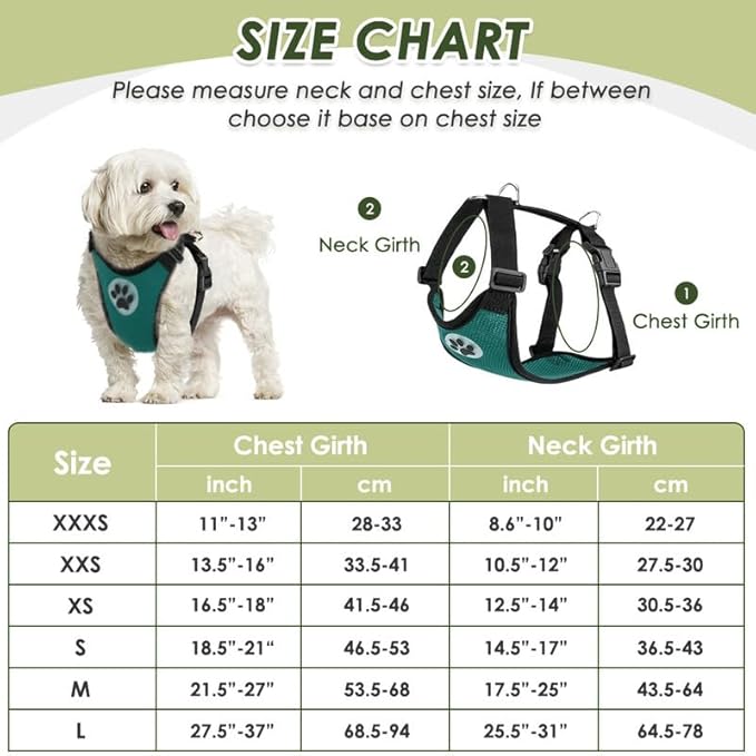 SlowTon Dog Seat Belt Harness for Car, Dog Car Harness Adjustable Mesh Breathable & Dog Seatbelt Safety Tether with Elastic Bungee for Small Medium Large Pets(Green, Double Clip, L)