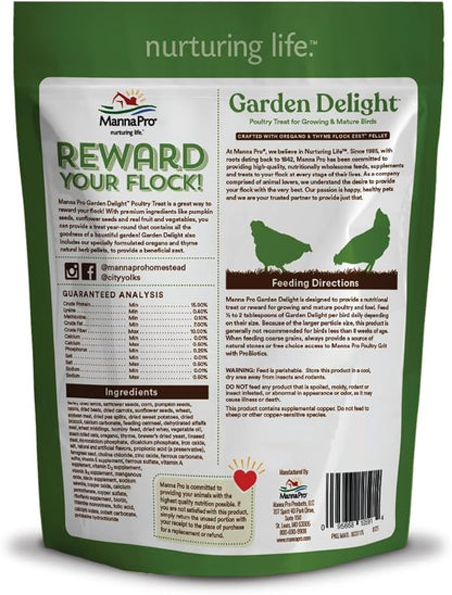 Manna Pro Garden Delight - Treats for Chickens - Poultry, Bird, Coop, Duck, Treat - 2.25 lbs