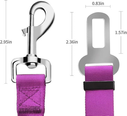 Dog seat Belt 2 Pack Adjustable Elastic Durable Nylon Pet Dog Car Seat Belt Pet Puppy Safety Leash Leads Car Vehicle Seatbelt for Dogs,Cats and Pets (Purple)