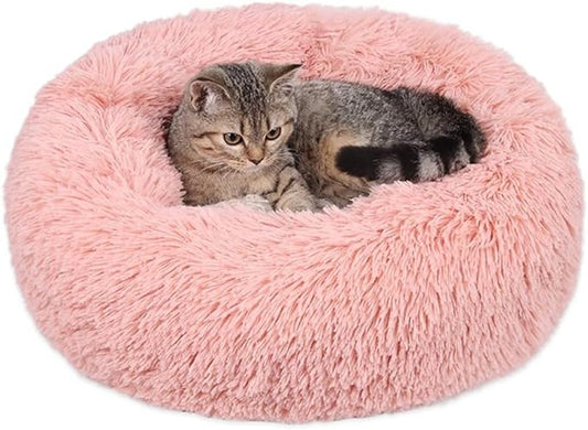 Geizire Anti Anxiety Round Fluffy Plush Faux Fur Warm Washable Cat Bed & Dog Bed