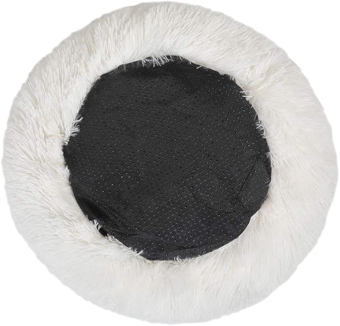 otoez Round Donut Dog Bed for Medium Dogs (31.5", White)