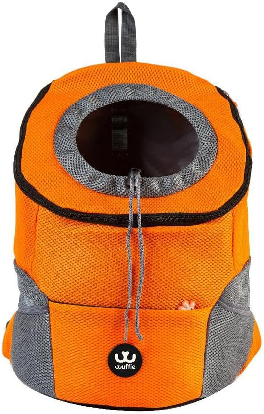 pet Carrier Backpack for Small, Medium and Large Dogs, Adjustable Breathable Oxford Fabric with mesh Window and Safety Belt (Orange, Medium)