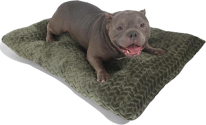 36 inch Dog Crate Bed for Large or Medium Dog Machine Washable,Dog Crate Bed 36 x 24 Extra Soft Anti Anxiety Crates Pad fit Kennel or Cage,Clearance Non Slip Bottom Comfy Pet Pillow Up to 50 lbs,Olive