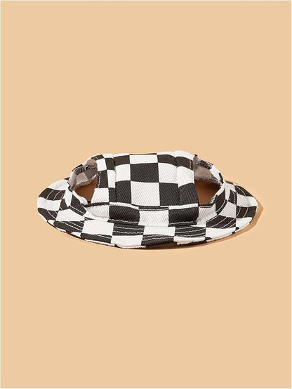 Generic Grid Pattern Dog Hat with Ear Hole