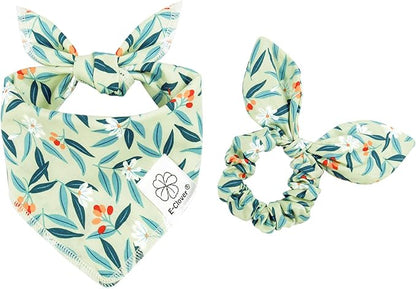 E-Clover Dog Bandanas & Matching Scrunchie Set Girl