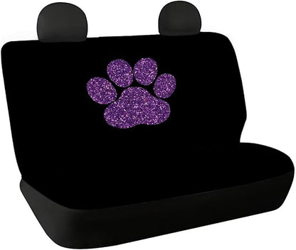 Purple Dog Paw Car Seat Covers for Rear Bench Seats Protects Against Dirt Pet Fur Dog Hair